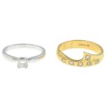 18ct gold diamond single-stone ring,