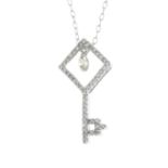 A brilliant-cut diamond key pendant, with chain.