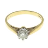 An 18ct gold diamond single-stone ring.Diamond weight 0.33ct,