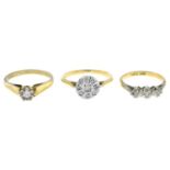 18ct gold diamond single-stone ring,