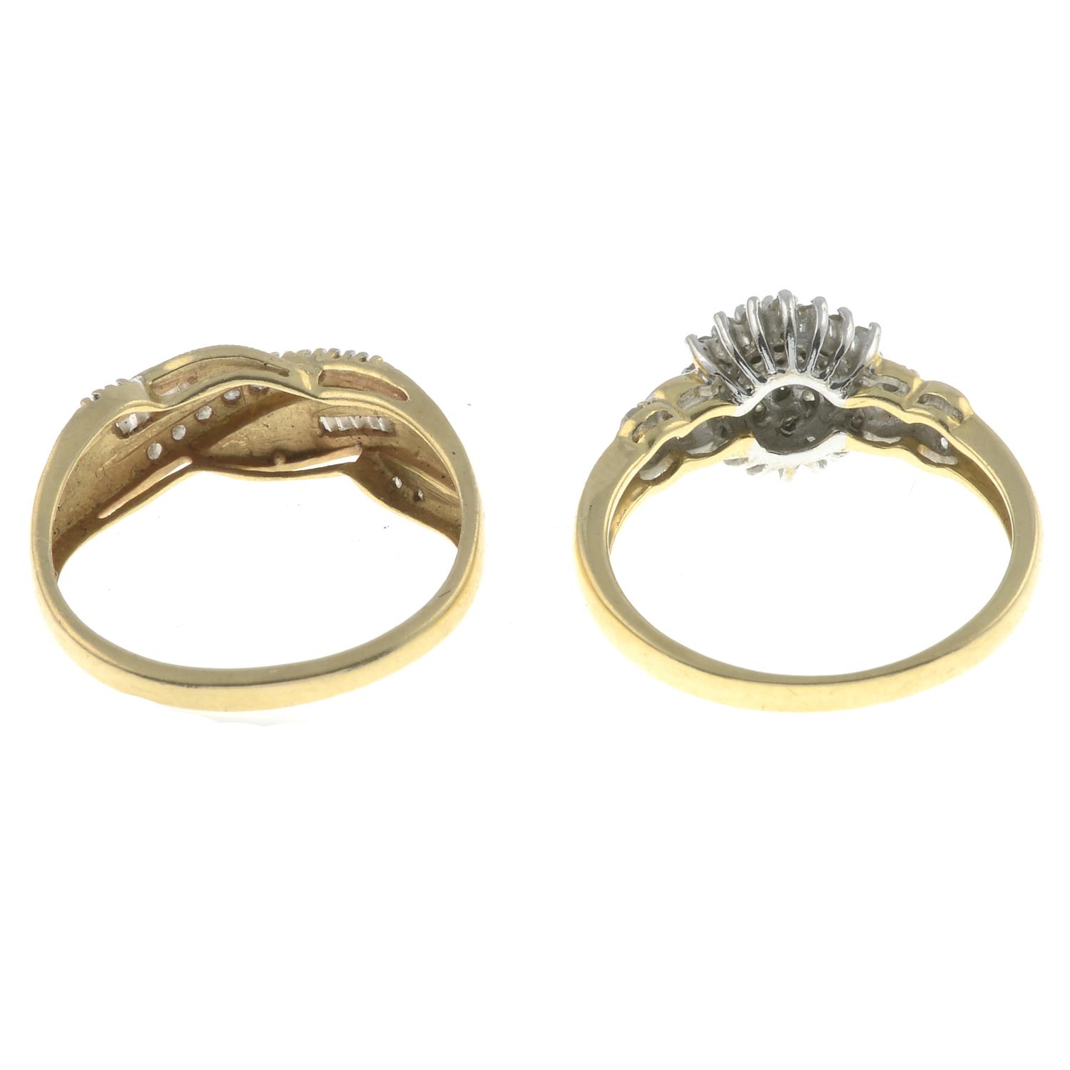 14ct gold diamond cluster ring, - Image 2 of 2