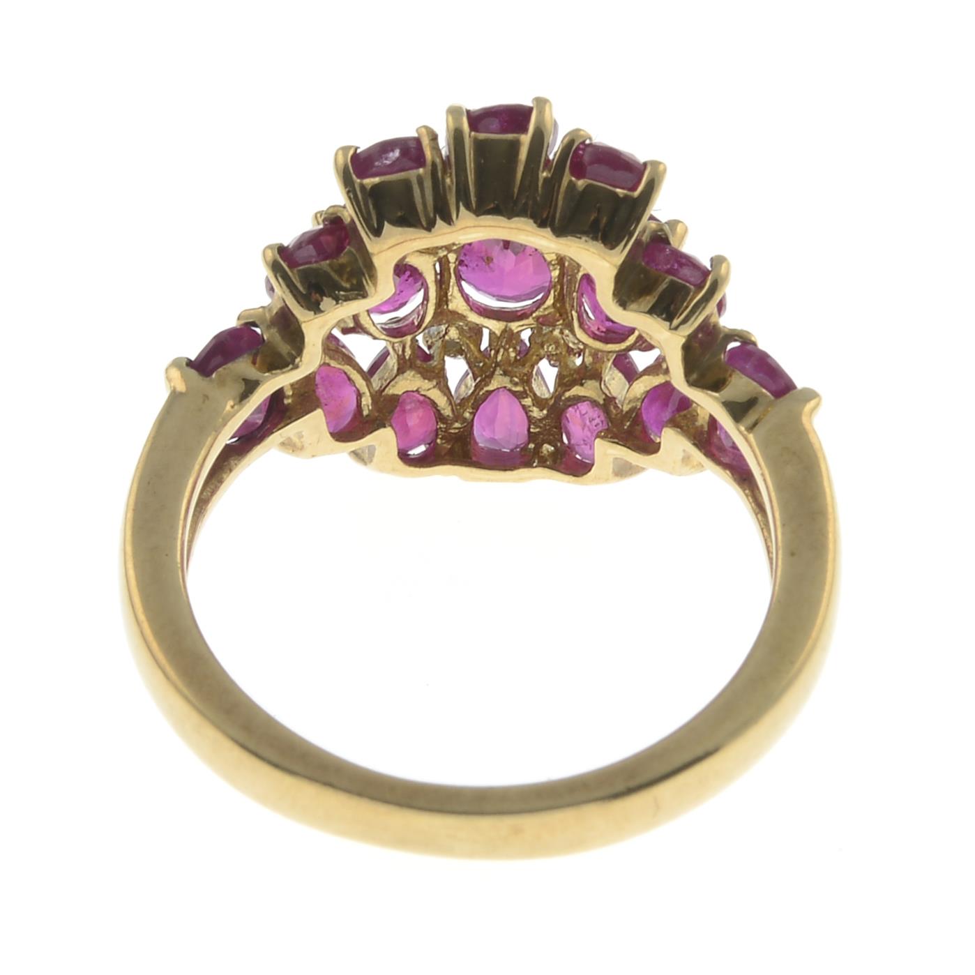 A 9ct gold glass-filled ruby and diamond dress ring.Hallmarks for Birmingham.Ring size J. - Image 2 of 2