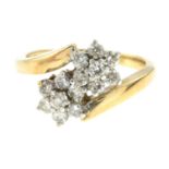 A 9ct gold diamond cluster crossover ring.Estimated total diamond weight 0.50ct.