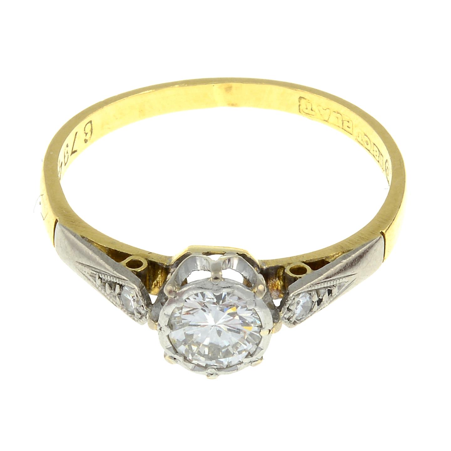 A brilliant-cut diamond single-stone ring,