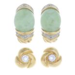 9ct gold jade earrings,