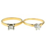 18ct gold brilliant-cut diamond single-stone ring,