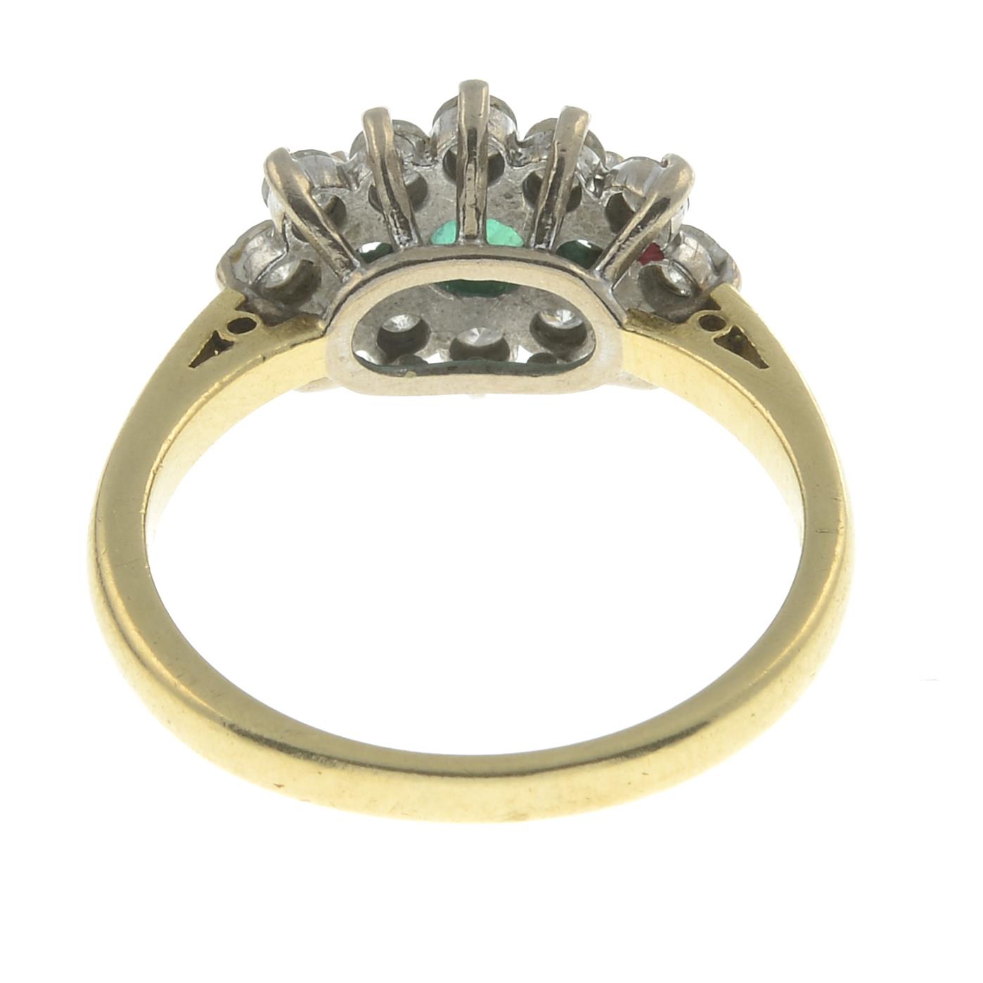 An 18ct gold emerald and diamond dress ring.Estimated total diamond weight 0.80ct. - Image 2 of 2