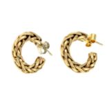 A pair of 9ct gold hoop earrings.Hallmarks for London, 1986.Length 2cms.