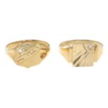 Gentleman's 9ct gold cubic zirconia signet ring,
