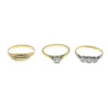 18ct gold diamond single-stone ring,