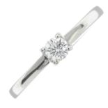 A brilliant-cut diamond single-stone ring.Estimated diamond weight 0.20ct,