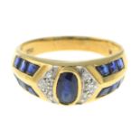 A sapphire and diamond dress ring.Stamped 750.