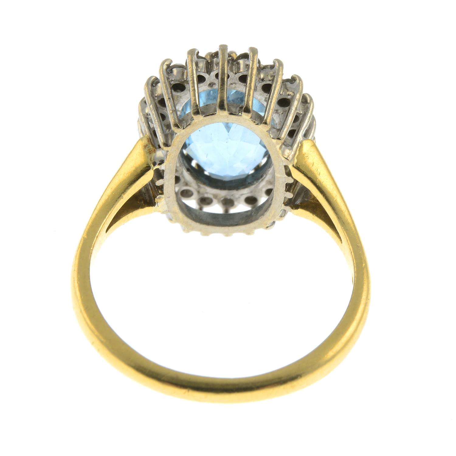 An 18ct gold blue topaz and old-cut diamond cluster ring.Topaz calculated weight 4.07cts , - Image 2 of 2