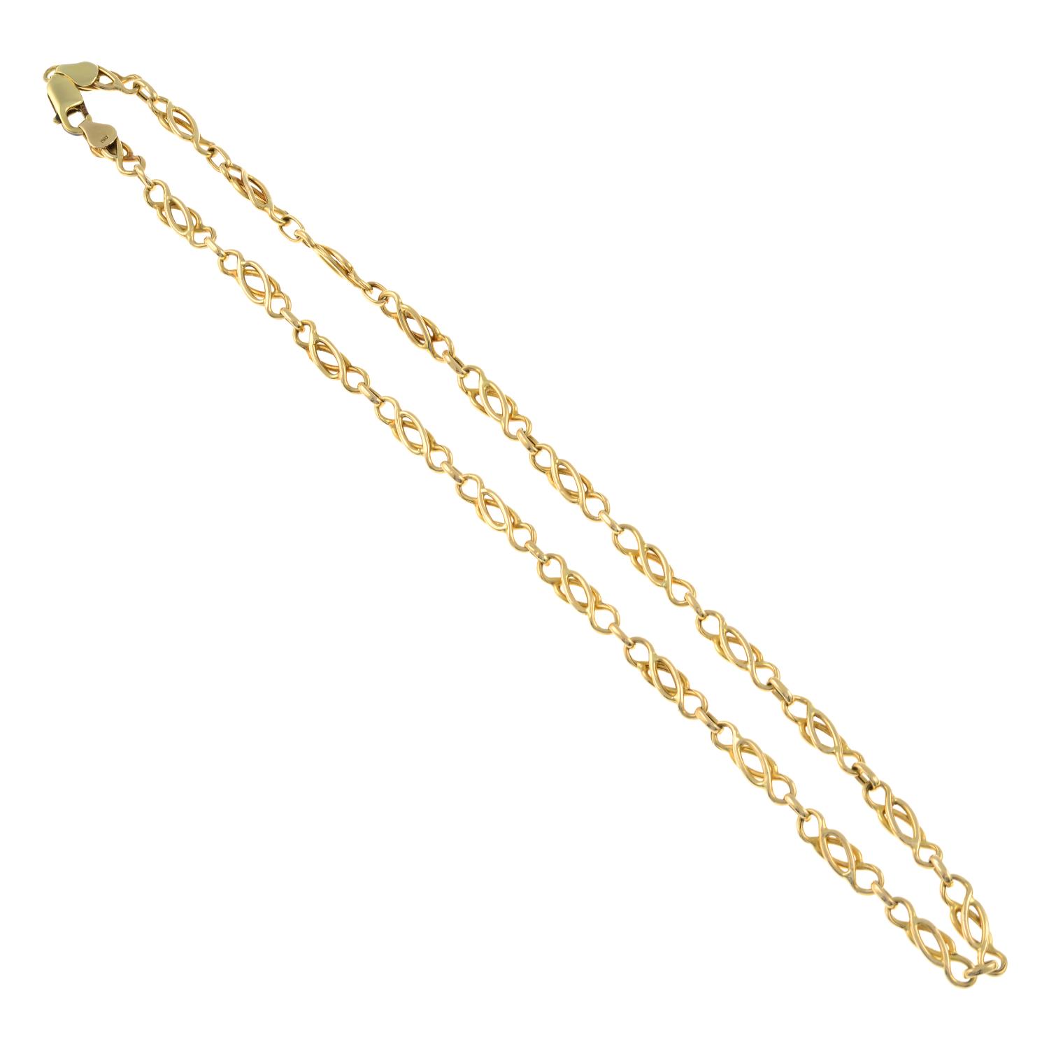 A 9ct gold fancy-link chain necklace.Hallmarks for Sheffield.Length 46cms. - Image 2 of 2