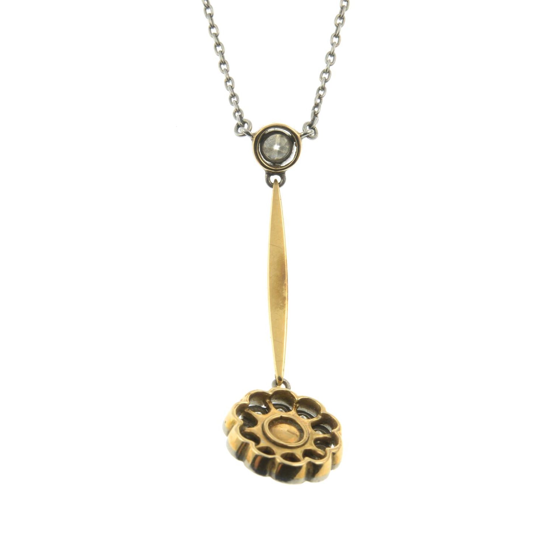 An Edwardian gold and platinum cultured pearl and diamond drop pendant, - Image 2 of 2