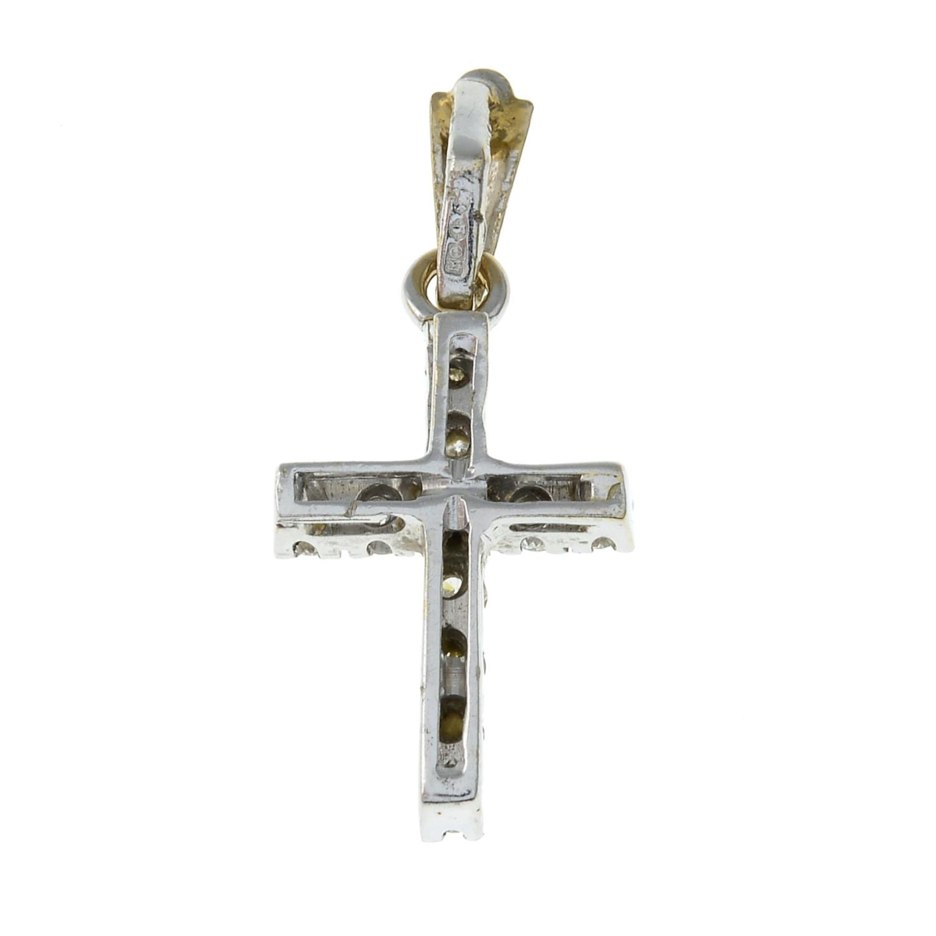 An 18ct gold diamond cross pendant.Estimated total diamond weight 0.20ct. - Image 2 of 2