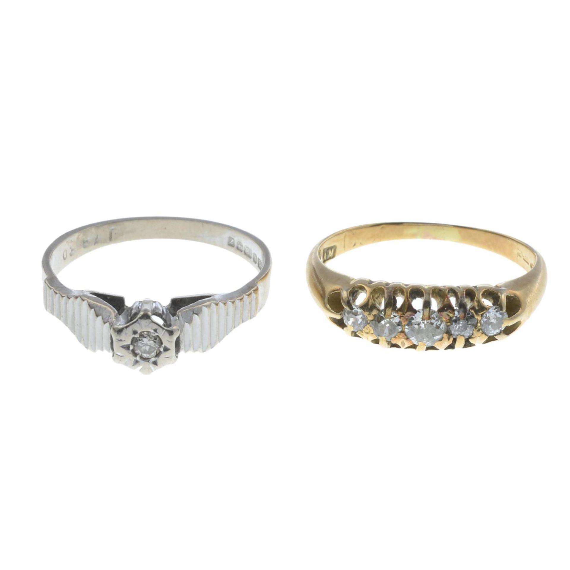 18ct gold diamond single-stone ring, hallmarks for 18ct gold, ring size M1/2, 3.3gms.