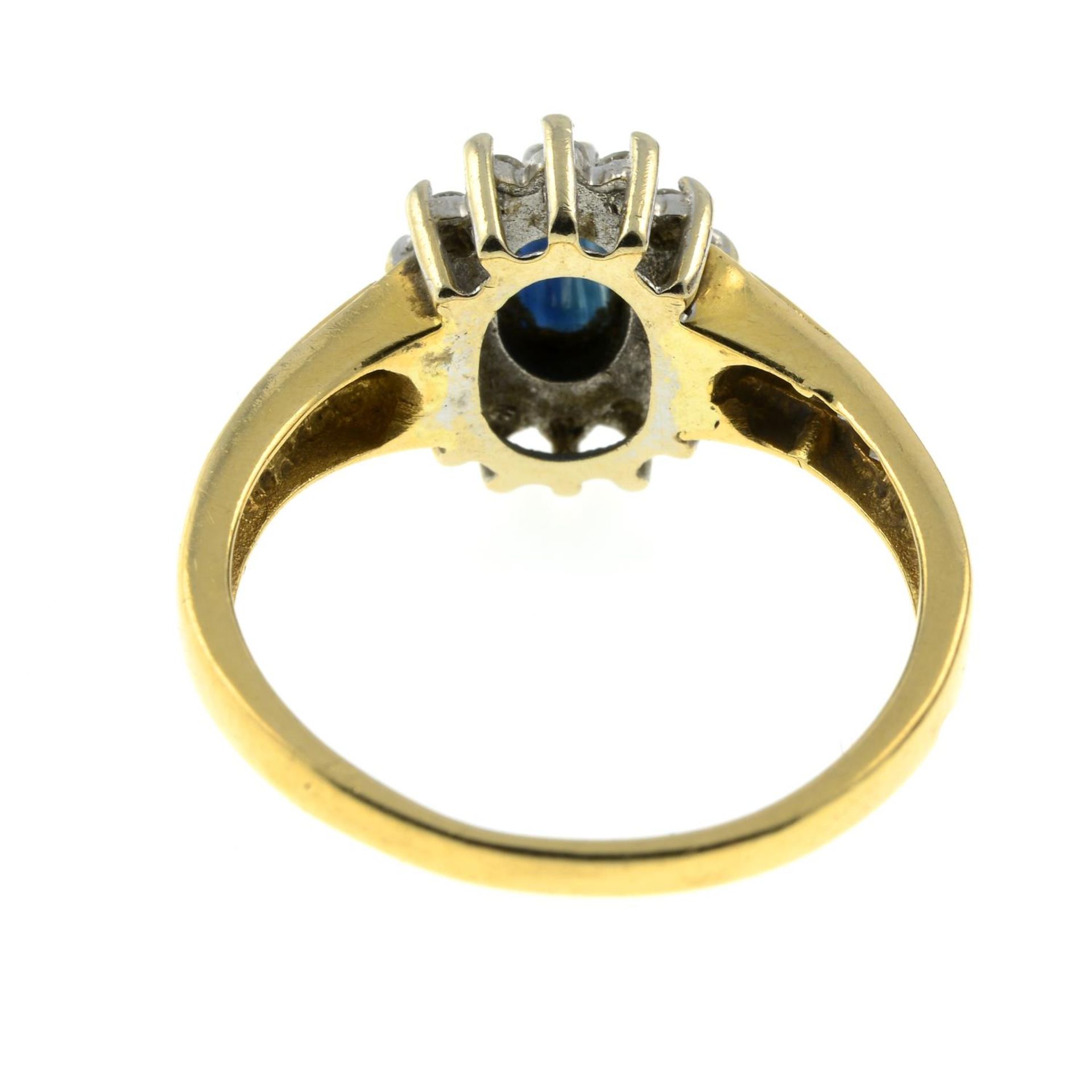 An 18ct gold sapphire and diamond cluster ring.Total diamond weight 0.33ct, - Image 2 of 2