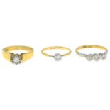 18ct gold diamond single-stone ring,