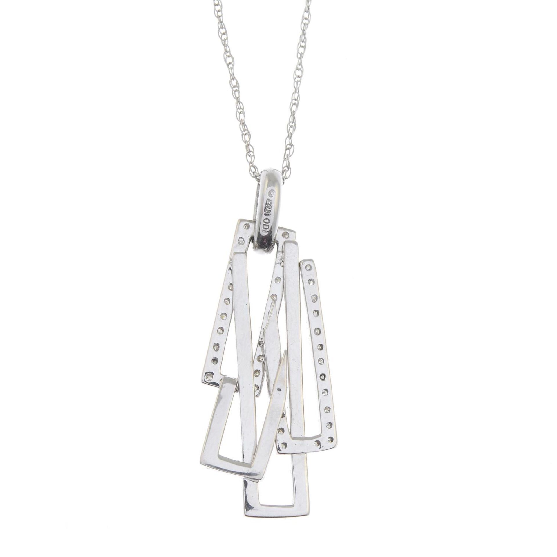 A diamond geometric pendant, with chain.Estimated total diamond weight 0.40ct. - Image 2 of 2