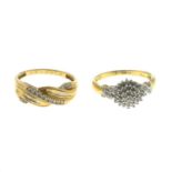 14ct gold diamond cluster ring,