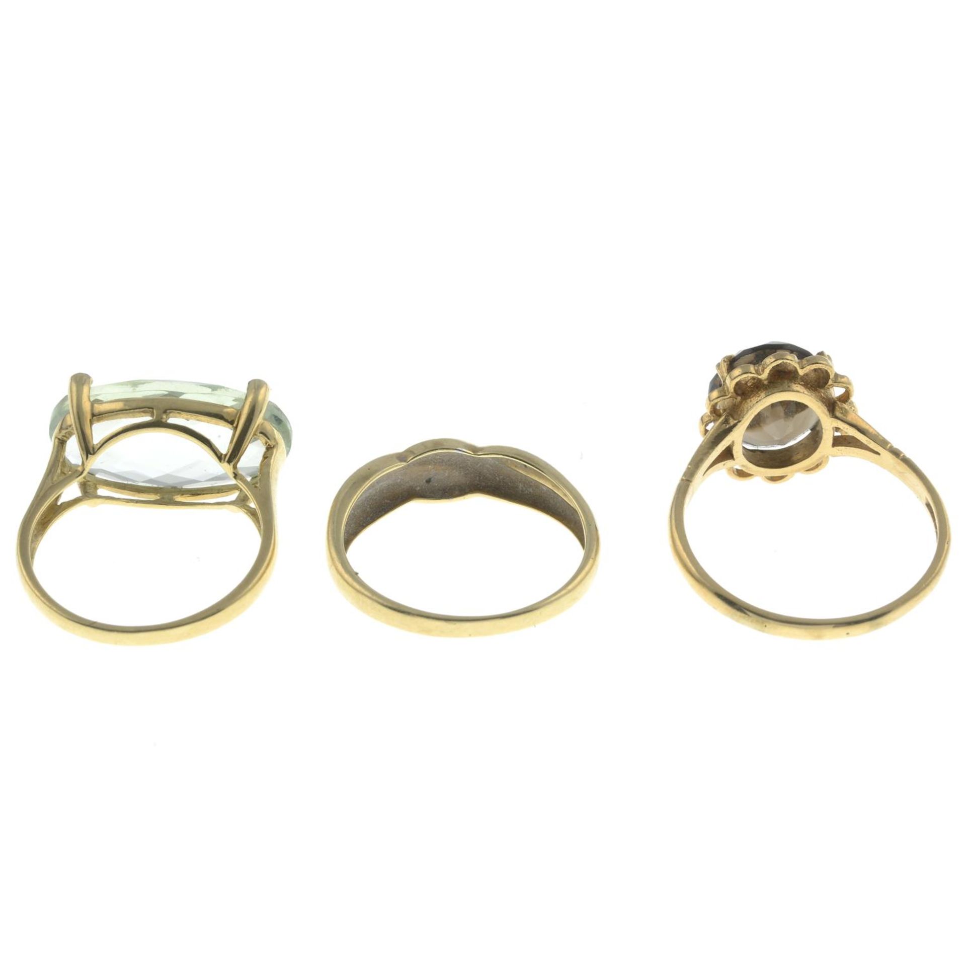 9ct gold praisolite and single-cut diamond dress ring, - Bild 2 aus 2