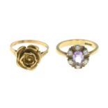 9ct gold opal and sapphire cluster ring,