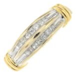 An 18ct gold square-shape diamond two-row ring.