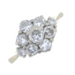 An 18ct gold brilliant-cut diamond cluster ring.Estimated total diamond weight 0.85ct,