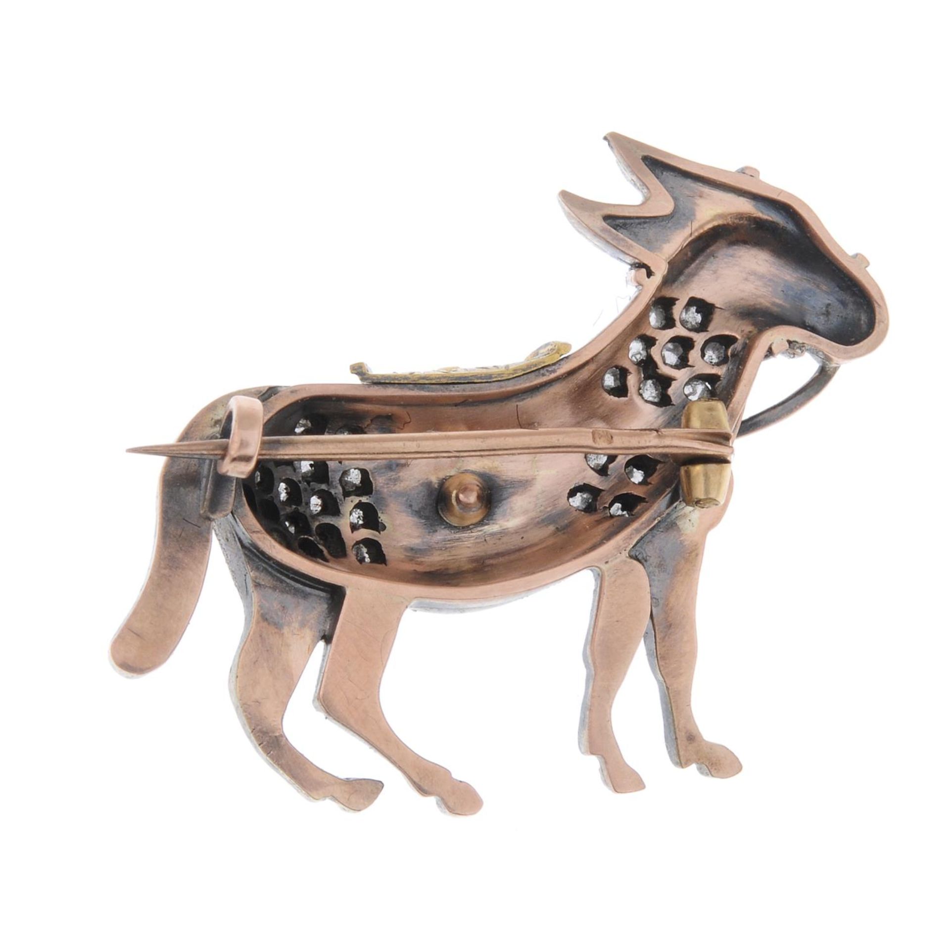 An early 20th century diamond donkey brooch, - Image 2 of 3