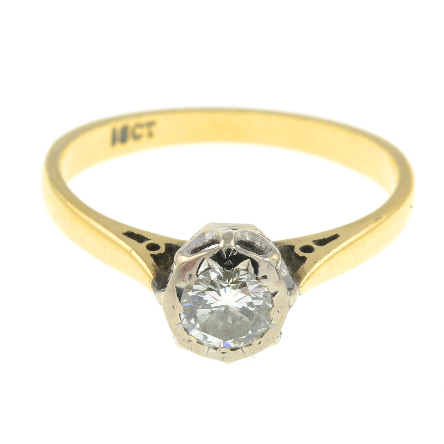 A diamond single-stone ring.Estimated diamond weight 0.30ct, K-L colour, SI clarity.