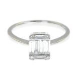 A diamond dress ring.Total diamond weight 0.37ct, stamped to band.