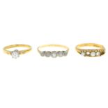 18ct gold diamond single-stone ring,