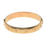 A 9ct gold bangle.Hallmarks for 9ct gold.