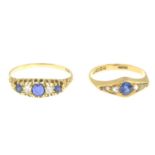 Early 20th century sapphire and diamond five-stone ring,