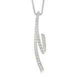 An 18ct gold diamond pendant, by Mappin & Webb, with 9ct gold chain.One diamond deficient.