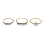 18ct gold and platinum diamond five-stone ring,