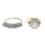 18ct gold colourless gem cluster ring,