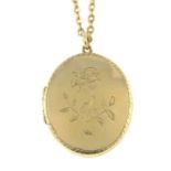 A 9ct gold locket, with longuard chain.