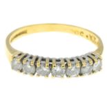 An 18ct gold brilliant-cut diamond seven-stone ring.Total diamond weight 0.50ct,