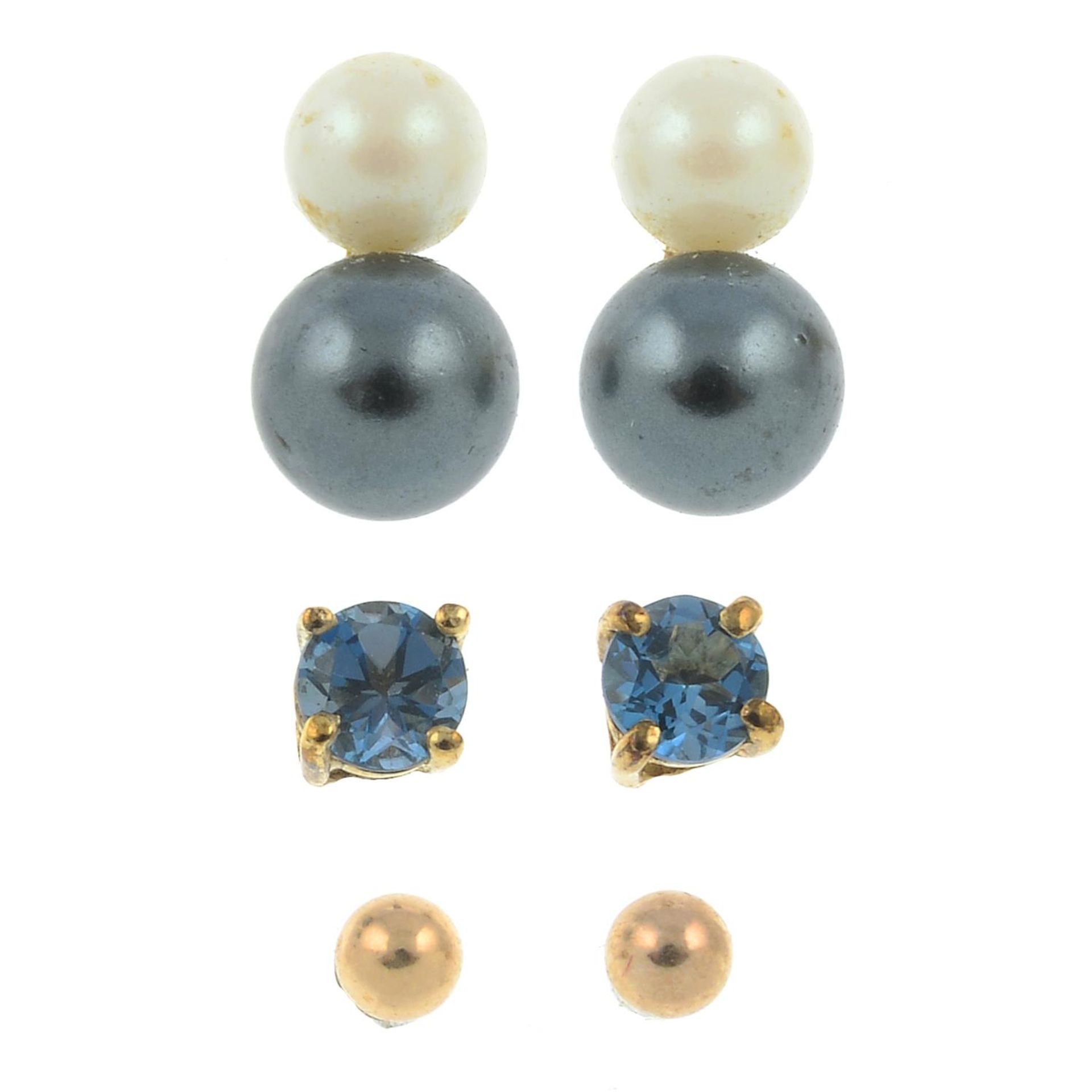 9ct gold bi-colour hoop earrings, hallmarks for 9ct gold, diameter 1.7cms, 2.8gms. - Bild 2 aus 3