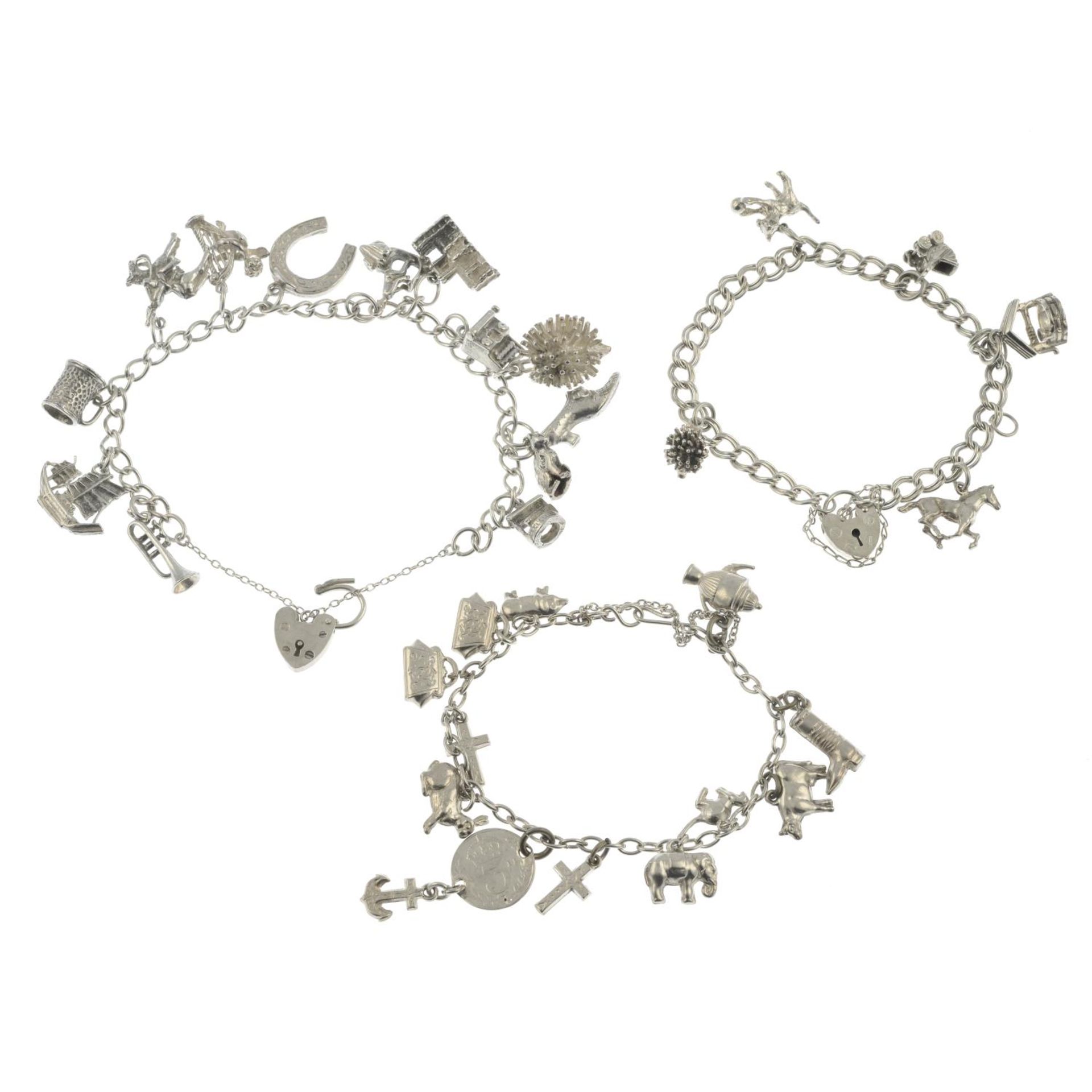 Two silver charm bracelets, - Image 2 of 2