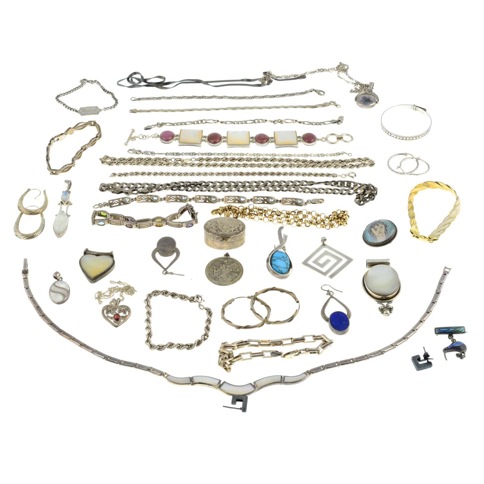 A selection of jeweller, to include a Blue John cabochon brooch. - Image 2 of 2