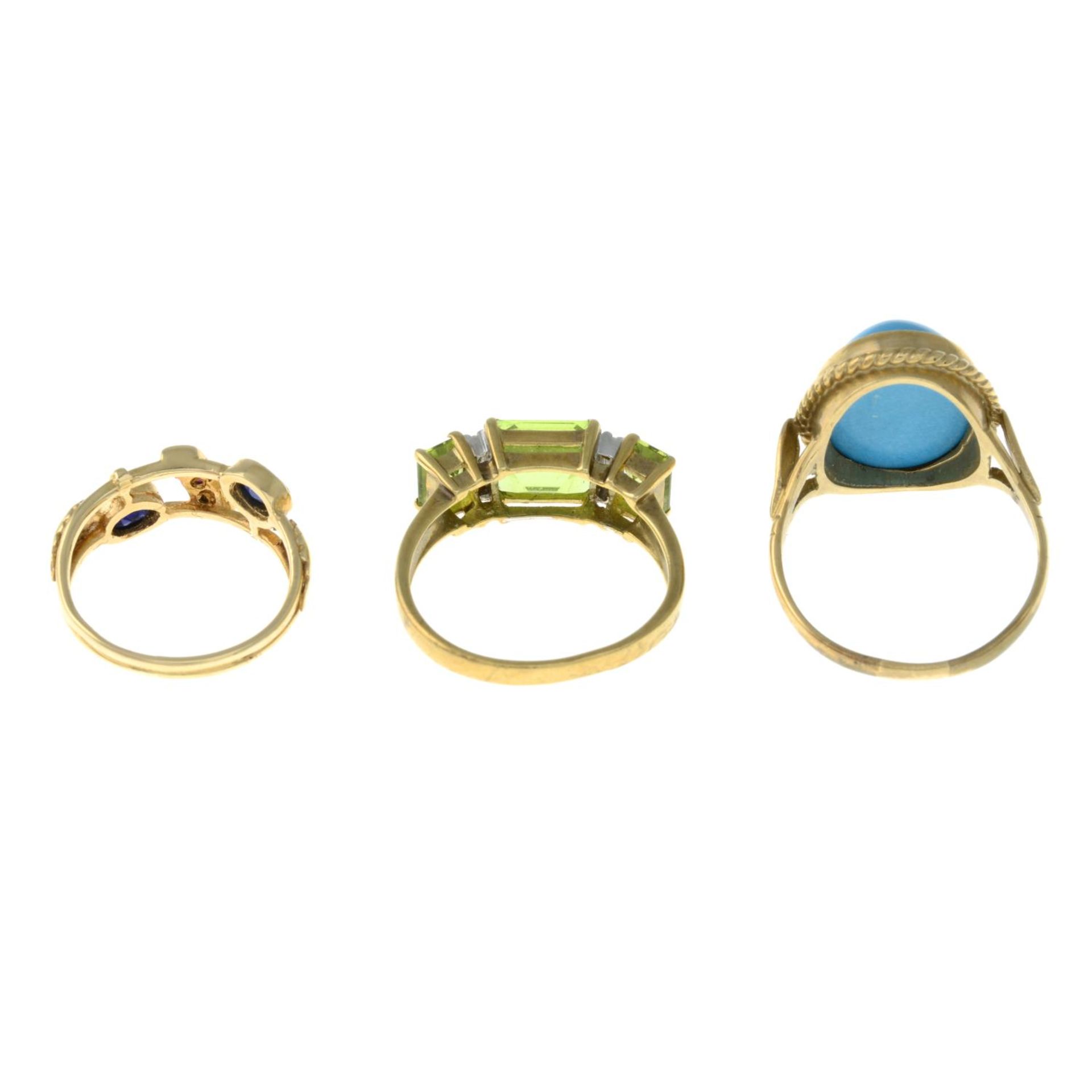 Two 9ct gold gem-set rings, - Image 2 of 2