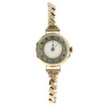 A early 20th century gold and enamel wrist watch,