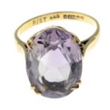 9ct gold amethyst single-stone ring,