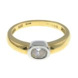 A 9ct gold diamond single stone ring.With foreign marks for gold.Ring size L1/2.