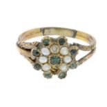 A Georgian split pearl and emerald ring,