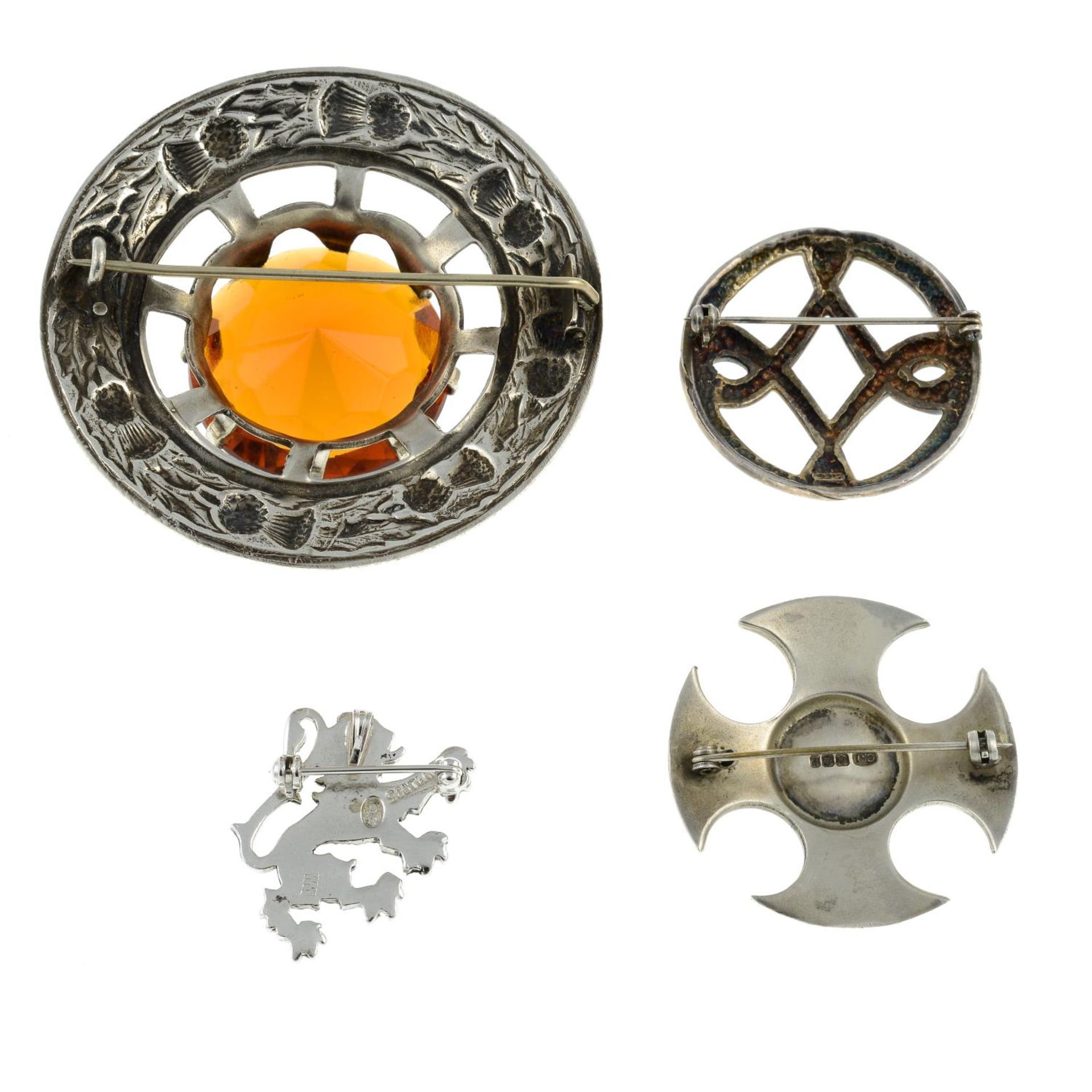 Four brooches. One with hallmarks for Edinburgh. - Image 4 of 4