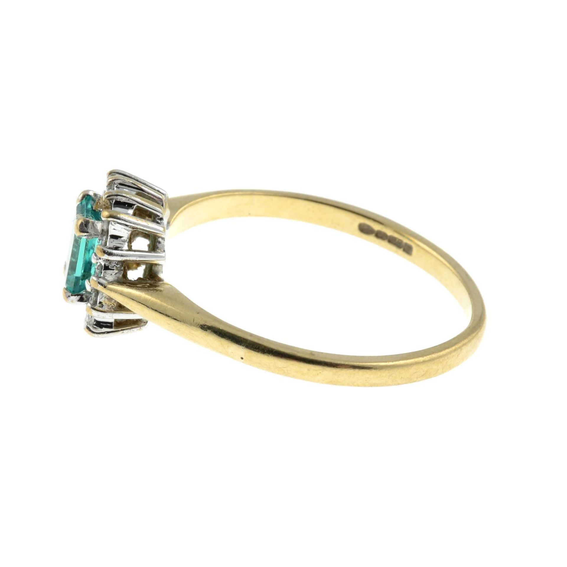 A 9ct gold synthetic emerald and diamond cluster ring.Total diamond weight 0.15ct, - Image 3 of 3